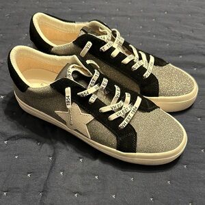 vintage havana shoes Black and Silver Glitter Sneakers